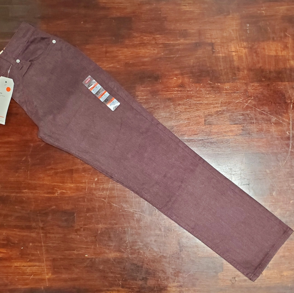Levi's Mens 511 Slim Warm Maroon Cotton Pants